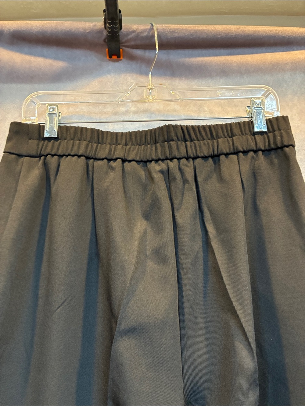 Wide Leg Black Women's Trousers with Front Pleats - Picture 6 of 6